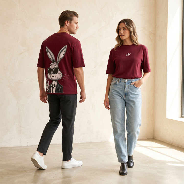 New Summer Collection T-shirt For Men And women TRENDY RABBIT PRINT Handwashable And Stretchable Fabric Soft Cotton Material