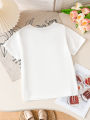 Girls  Anime Print Short Sleeve T-Shirt Cute Cartoon Graphic Tee Kids Summer Casual Top. 