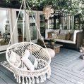 Sonyabecca Hammock Chair Macrame Swing 265 Pound Capacity Handmade Knitted Hanging Swing Chair for Indoor/Outdoor Home Patio Deck Yard Garden Reading Leisure Lounging (Not Included Cushion or Pillow). 