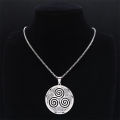 Stainless Steel Witchcraft Vortex Necklace Silver Color Viking Triskelion Celtic Knot Spiral Triskele Necklace Jewelry N7062S02.