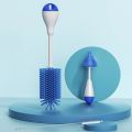 360 Degree Rotation 3 in 1 Silicone Baby Bottle Pacifier Brush Wash Water Cup Container Straw Cleaning Brush Set. 