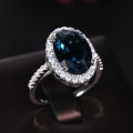 Huitan Charming Blue CZ Women Rings Wedding Party Accessories Bling Bling Graceful Bridal Eternity Ring Trendy Jewelry Wholesale.
