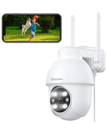 Galayou 2k Outdoor WiFi PTZ Surveillance Camera, 360° Wireless Waterproof IP Camera, Colour Night Vision, Two-Way Audio, Instant Alert, Micro SD Card, Alexa Y4 (1p, White)