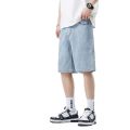 2025 new summer shorts jeans men's elastic deep blue fashionable design jeans slim fit straight leg men's short denim. 