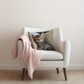 Creative Sleep Cat Fashion Design Printed Pillowcase Single Sided Comfortable Indoor Sofa Home Cushion Pillow Set Accessories.