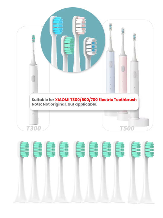 Replacement Brush Heads For  Mijia T300 T500 T700 Electric Toothbrush Soft Bristle Nozzles With Dust Cover 1/410/20pcs