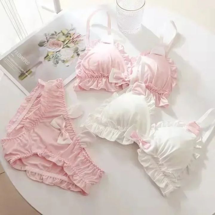 Little White rabbit ears girls underwear Japanese girls pure desire small chest thin bra without underwire