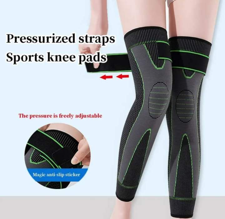 Nylon Knee Support For Men Women- 3D Knitted Knee Brace For Gym, Workout And Pain Relief | Extra Long Leg Braces Knee Sleeve For Working Out, Joint Pain, Pair Set