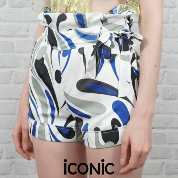 Iconic%20Blue%20looknum%20shorts%20#2840%20Drawstring%20waist%20silk%20satin%20trim%20pocket%20and%20bow%20tie%20waist%20pants%20women%20beach%20pants%20-%20Image%209