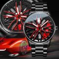 Business Luxury Quartz Watch Car Sport Rim Automatic Movement Round Dial Clock Watches Machinery Men Sport Watch. 