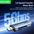 Rocoren Card Reader 2 in 1 USB 3.0 5Gbps USB A USB C Combined Design SD/TF Cards 2TB Smart Cardreader for Laptop Accessories. 