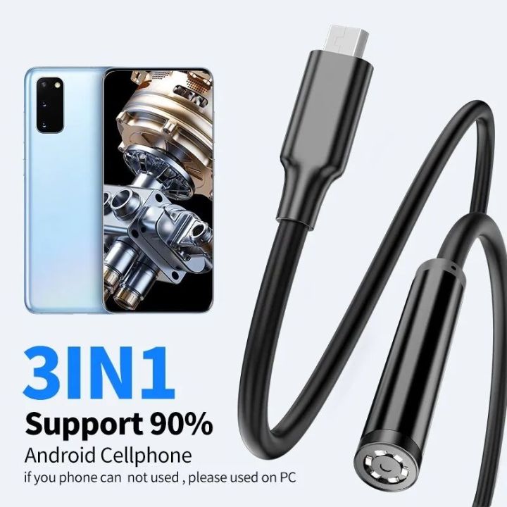 Endoscope Borescope Inspection Snake Camera Waterproof with 6 LED Lights Compatible with Android Phone PC