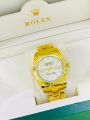 Rolex Gold Carbo Men Quality Quartz Watch - Gold Steel Wristwatch For A Timeless Appeal. 