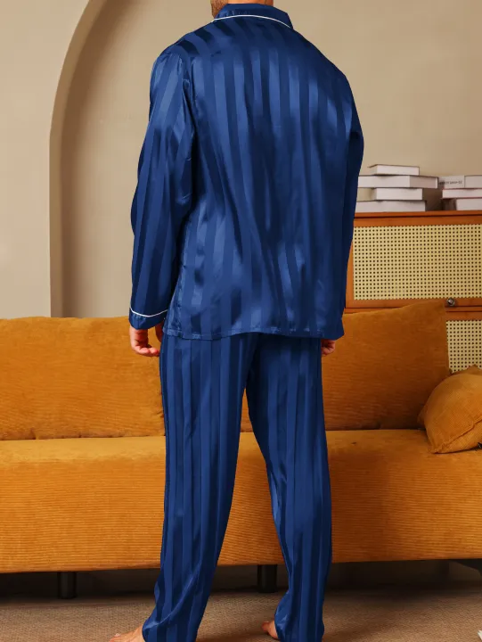 Two%20piece%20sets%20men's%20pajamas%20autumn%20and%20winter%20silk%20satin%20long%20sleeved%20pants%20casual%20minimalist%20letter%20embroidered%20sleepwear%20set%20-%20Image%202