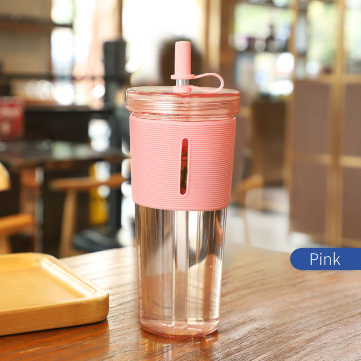710ml/24oz%20Large%20Capacity%20Coffee%20Cup,%20Plastic%20Water%20Bottle%20With%20Straw,%20High%20Temperature%20Resistant%20Clear,Reusable%20Cups%20with%20Straw%20-%20Image%207