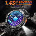 For Android ios New AMOLED Smart Watch Men With Flashlight Riding Sport Waterproof Fitness Tracker Bluetooth Call Smartwatch Man.