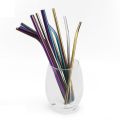 5Pcs Colorful Metal Straws Set Pink Reusable Drinking Straws Rainbow Bent Straight 304 Stainless Steel Straw with Clean Brush.