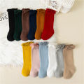 Winter Autumn Baby Girls Ruffle Socks Knee High Lace Long Sock Kids Soft Cotton Toddlers Children Princess Socks For 0-5 Years. 