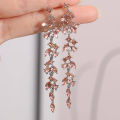 2 Pieces Of Women's Wheat Ear Long Tassel Full Diamond Earrings With A Retro Style, Popular On The Internet-4340. 