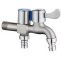 Stainless Steel Faucet Double Outlet Dual Control Water Tap One in Two Out Faucet 1/2" Bidet Faucets Bathroom Accessories. 