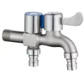 Stainless Steel Faucet Double Outlet Dual Control Water Tap One in Two Out Faucet 1/2" Bidet Faucets Bathroom Accessories. 