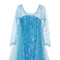 Toddler Shimmering Elsa Maxi Dress Feastured Princess Snow Queen Costume Full Bodice Sequins Embellished Christmas Party Frocks.