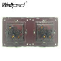 Wood Design EU Socket Wallpad Aluminium Satin Metal Panel Smart Home 1 2 3  Schuko Power 110V-240V AC Wall Outlets. 