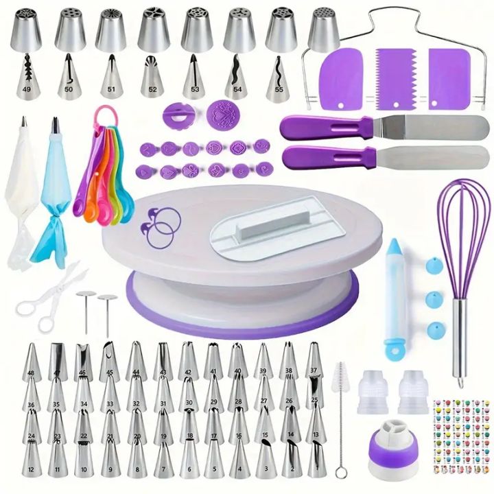 137Piece%20Ultimate%20Cake%20Decorating%20Kit%20with%20Turntable%20-%20Stainless%20Steel%20Piping%20Tips,%20Cupcake%20&%20Baking%20Tools%20for%20Creative%20Desserts%20-%20Image%204