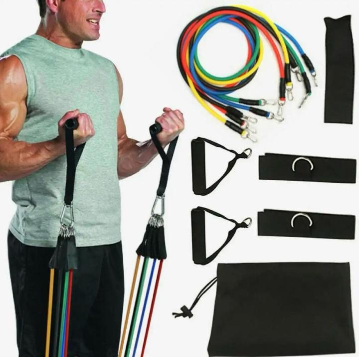 11 In 1 Power Resistance Band Home Gym Equipment/Exercise Bands -Total 130 LBS