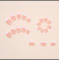 24pcs of fake nails with glue DIY Art design acrylic french nail girls nails pink peach transparent nails nakli nails. 