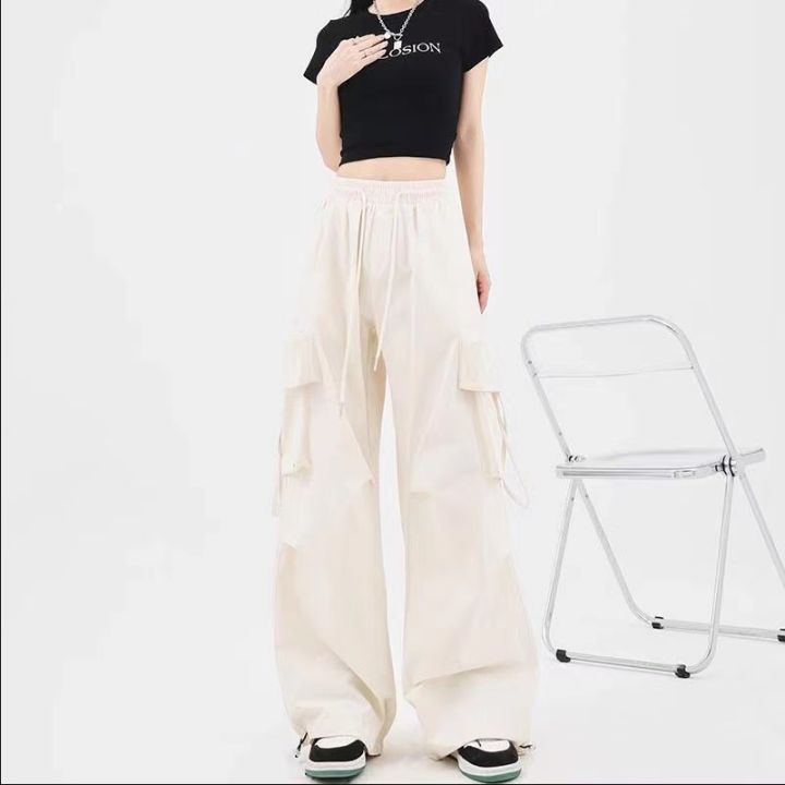 Wofacai%20women%20vintage%20loose%20pants%20Street%20cargo%20straight%20loose%20straight%20trousers%20with%20rope%20belt%20buckle%20cool%20look%20charming%20-%20Image%207