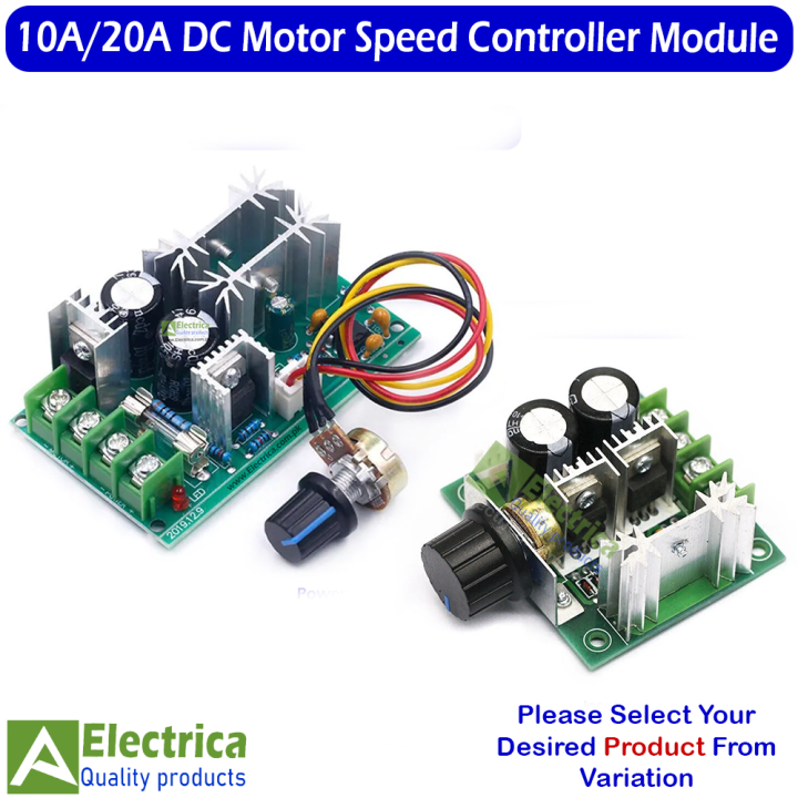 10A/20A DC Motor Speed Controller Module – Adjustable Fan Regulator with Knob, PWM Controller for DIY Circuits by Electrica