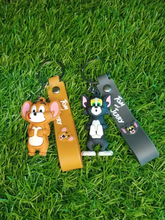 Tom and Jerry Keychain | 3D Silicon Tom & Jerry Keychain with Strap ...