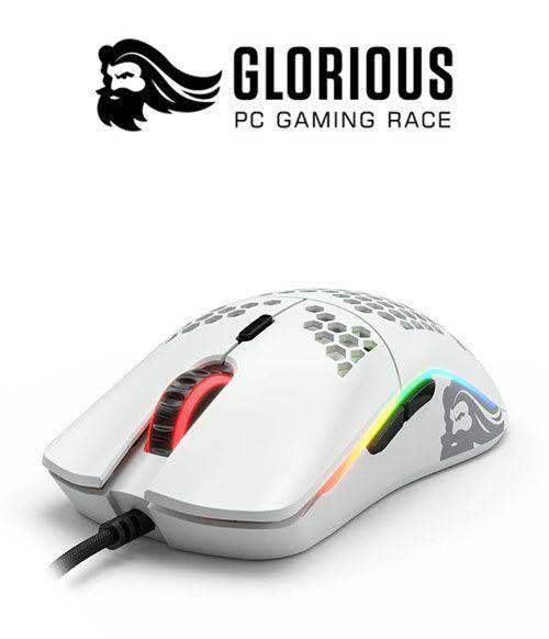 Glorious Model O Wired Gaming Mouse 67g Superlight Honeycomb Design, RGB, Pixart 3360 Sensor, Omron Switches, Ambidextrous - Matte White