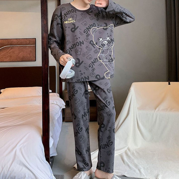 Two-Piece%20Set%20Autumn%20Winter%20Women%20Pajamas%20Men%20Long-Sleeved%20Cartoon%20Letters%20Bear%20Pullover%20Sleepwear%20Ladies%20Big%20Size%20Homewear%20-%20Image%205