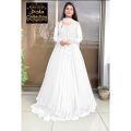 Two Layer Border Front & Back Lace work Long Flare Maxi With Plain Duptta 3PCs. 