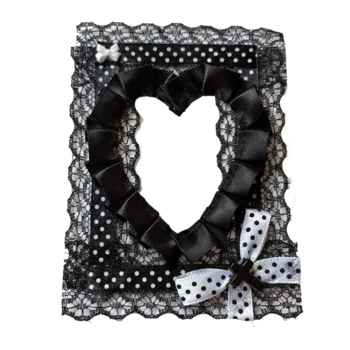 Cute%20DIY%20Lace%20Bowknot%20%20Photo%20Card%20Holder%20Idol%20Photocard%20Case%20Decorative%20Card%20Cover%20Black%20White%20Love%20Heart%20Shape%20Photo%20Holder%20-%20Image%205