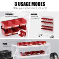 6/24 Pcs Red Stackable Plastic Parts Bins - 5"x4"x3" Garage Tool Storage Containers - Heavy-Duty Organizer Bins for Workshop.