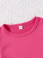 Baby girl round neck short sleeved DADDY'S GIRL fashionable letter pattern top casual short set for spring and summer. 