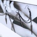 New Fashion Creative Trend Men's Retro Black Tassel Long Chain Punk Earrings Hip Hop Rivets Earrings Female Gothic Party Jewelry.