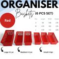 Organiser Basket 6pc Combo Plastic Storage Baskets Multi-Purpose. 