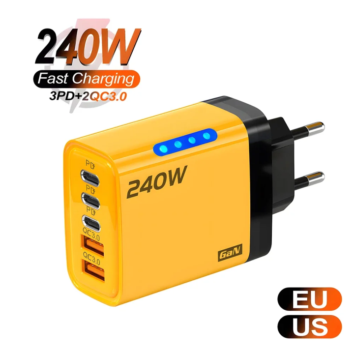 5 Ports USB C PD Charger Quick Charge 3.0 Type C USB Phone Chargers Fast Charging Adapter For iPhone 16 15