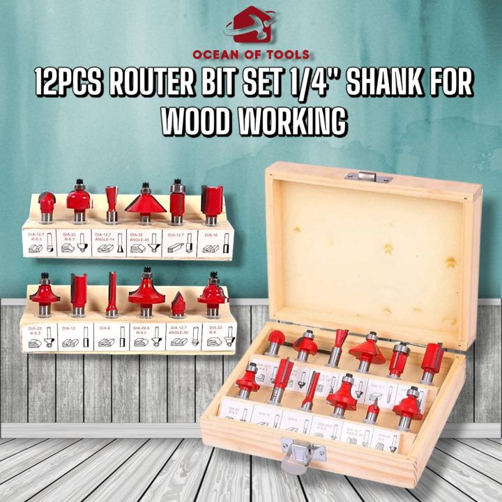 12pcs Router Bit set 1/4" Shank For wood working