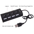 4-port USB Hub One To Four Splitter Hub Plug And Play With Independent Switch Small Socket Hub USB 4 Port Splitter For PC Laptop. 