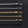 3MM Stainless Steel Twisted Rope Chain Necklaces For Men Women Hip Hop Titanium Steel Choker Fashion Party Jewelry. 