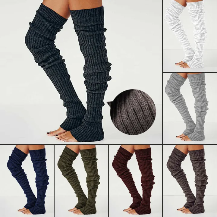 Women%20Winter%20Warm%20Leg%20Warmers%20Knee%20High%20Socks%20Girl%20Boot%20Topper%20Sock%20Warm%20Foot%20Cover%20Skinny%20Stockings%20Knitted%20Crochet%20Long%20Socks%20-%20Image%204