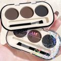 3-color Eyebrow Powder Palette With Eyebrow Brush, Waterproof And Sweatproof Natural Color Rendering Eyebrow Powder Long Lasting. 