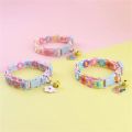 Fashion Rainbow Flower Cat Collar With Bell.