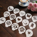 YOMDID 15pcs Fancy Coffee Stamp Stencil Reusable PET Latte Art Stencil for Cappuccino, Hot Chocolate, Cake, Cookie Decoration. 