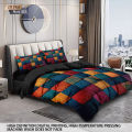 3pcs Color Block Splicing Printed Coreless Down Duvet Cover Set, Multi Size Bedroom Bedding Decoration, Machine Washable.